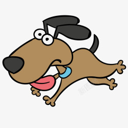 长舌头的男青年手绘卡通奔跑的可爱小狗高清图片