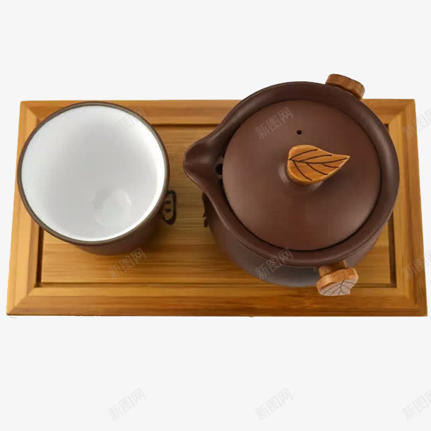 一副茶具png免抠素材_新图网 https://ixintu.com 俯视图 俯视杯子 卡通 手绘 板子 棕色的 白色的 简笔