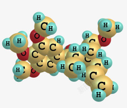原子背景金蓝红色华法林分子形状高清图片