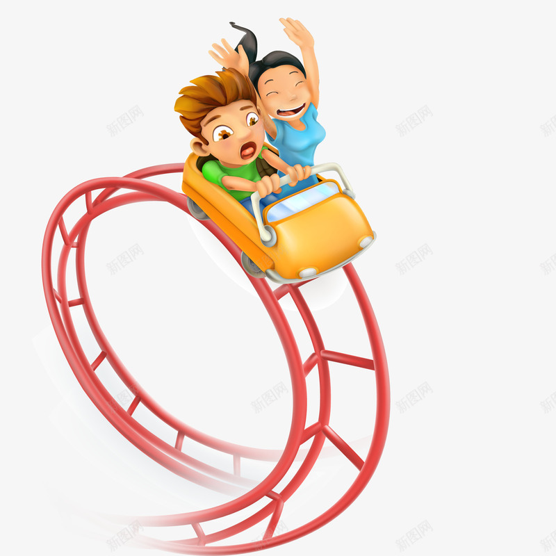 做过山车的儿童人物png免抠素材_新图网 https://ixintu.com 人物设计 儿童 卡通 快乐 游乐场 玩耍 过山车