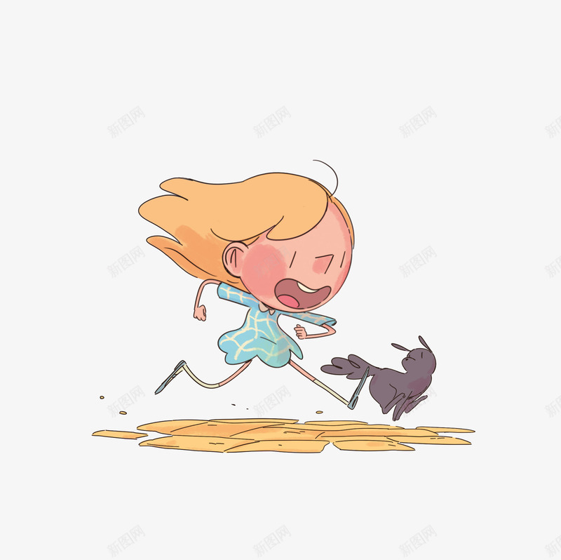 奔跑的卡通小女孩png免抠素材_新图网 https://ixintu.com 卡通小女孩 奔跑 小宠物 手绘