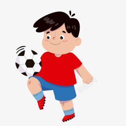 足球短裤卡通踢足球的男孩矢量图高清图片