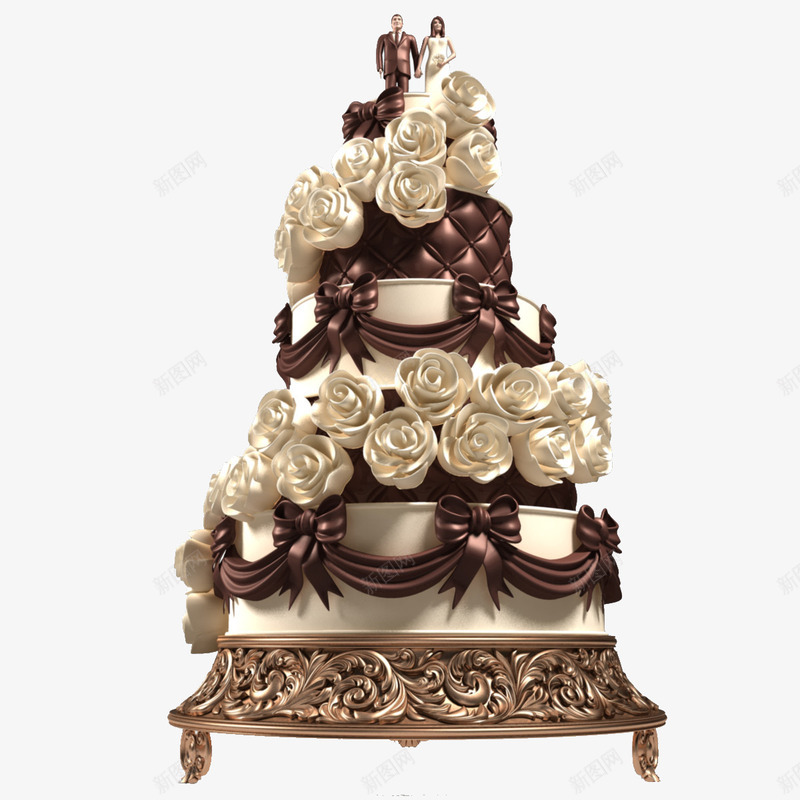 棕色花纹蛋糕架png免抠素材_新图网 https://ixintu.com 三层 三层蛋糕架 架子 棕色花纹蛋糕架 花纹三层蛋糕架 花纹蛋糕架 蛋糕架