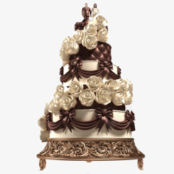 三层架棕色花纹蛋糕架高清图片
