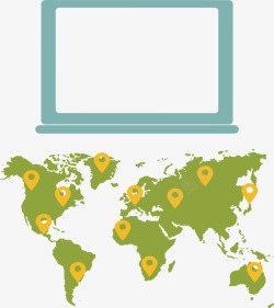 分布全球电脑界面地图ppt高清图片