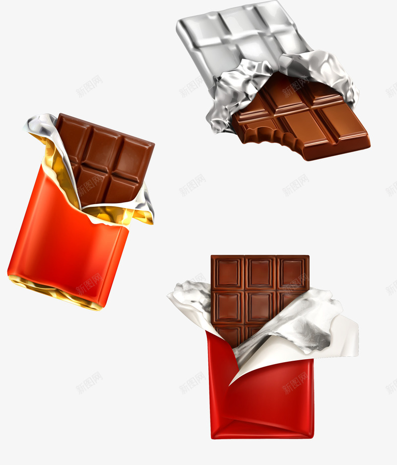 打开包装的巧克力矢量图ai免抠素材_新图网 https://ixintu.com 巧克力 棕色 红色 矢量图