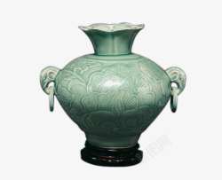 中国传统技艺双耳青瓷花瓶高清图片