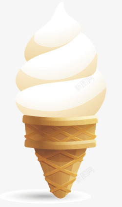 黄色冰淇淋一个奶油甜筒高清图片