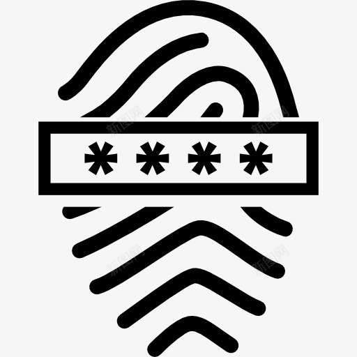 指纹与密码进入图标png_新图网 https://ixintu.com 安全界面 密码 指纹 指纹轮廓 输入密码