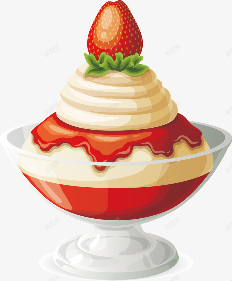 手绘草莓冰淇淋png免抠素材_新图网 https://ixintu.com 冰淇淋 创意 可爱 彩色图 手绘图 漫画 简单 草莓