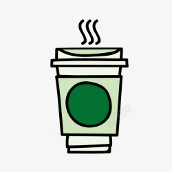 吸管咖啡绿色咖啡杯子矢量图高清图片