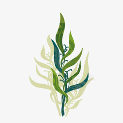 卡通绿色海草植物海底世界珊矢量图素材