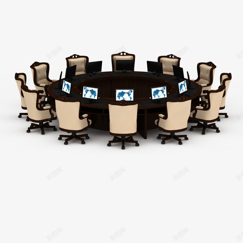 棕色组合大型圆形会议桌png免抠素材_新图网 https://ixintu.com 会议桌 会议桌子 圆形 圆形会议桌 桌子 棕色组合大型圆形会议桌