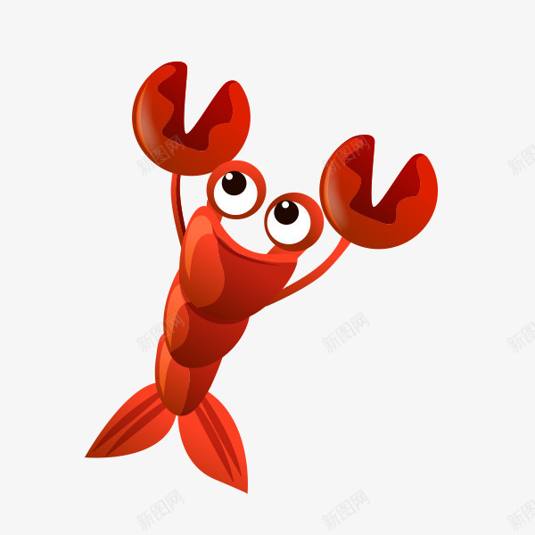 手绘彩色龙虾png免抠素材_新图网 https://ixintu.com 创意图 卡通 可爱 彩色图 手绘图 简单 背景 龙虾