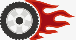 火焰轮胎黑色轮胎与红色火焰矢量图高清图片