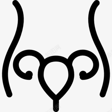 子宫和输卵管内的女人的身体轮廓图标图标