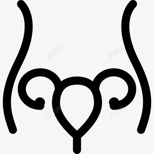 子宫和输卵管内的女人的身体轮廓图标png_新图网 https://ixintu.com 人 人体的身体部位 女人 子宫 生殖器官 输卵管