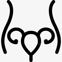 输卵子宫和输卵管内的女人的身体轮廓图标高清图片
