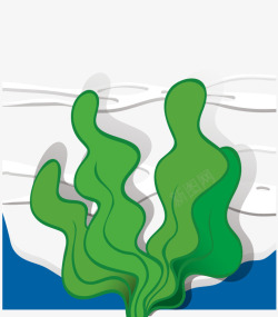 平面海草素材卡通手绘海底绿色海草高清图片