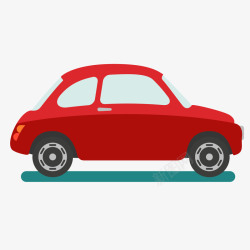 扁平化设计卡通红色的小汽车车辆矢量图高清图片