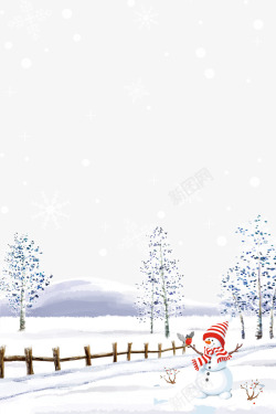 冬天装饰雪人下雪的乡间小路高清图片