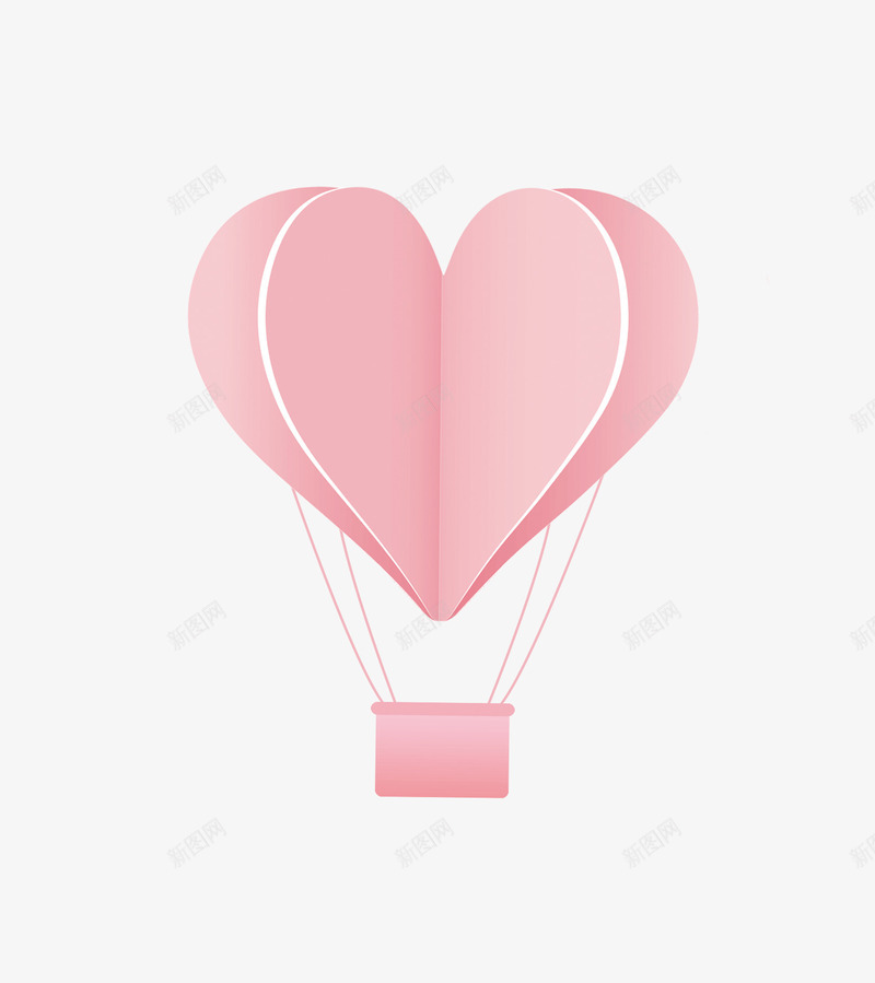 粉色爱心热气球png免抠素材_新图网 https://ixintu.com 热气球 爱心 空气球 粉色 表白