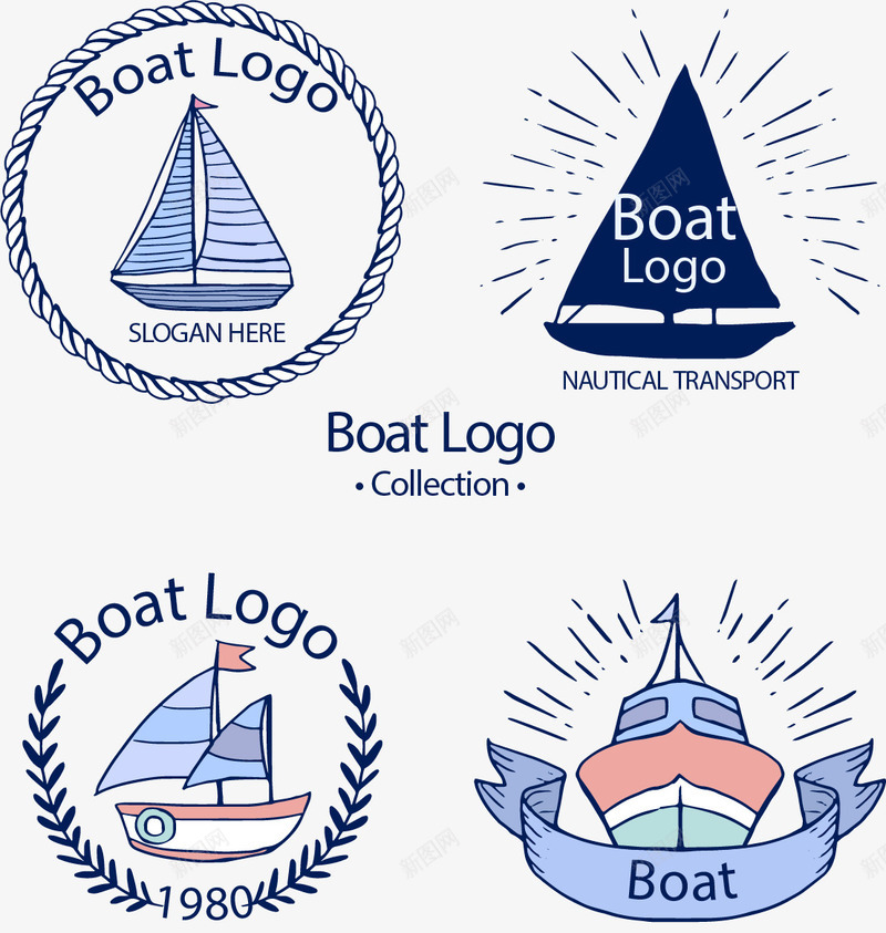 手绘帆船矢量图图标ai_新图网 https://ixintu.com LOGO logo生成器 图标 帆船 手绘 矢量图