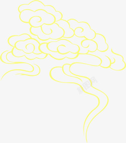 黄色手绘节日云纹素材