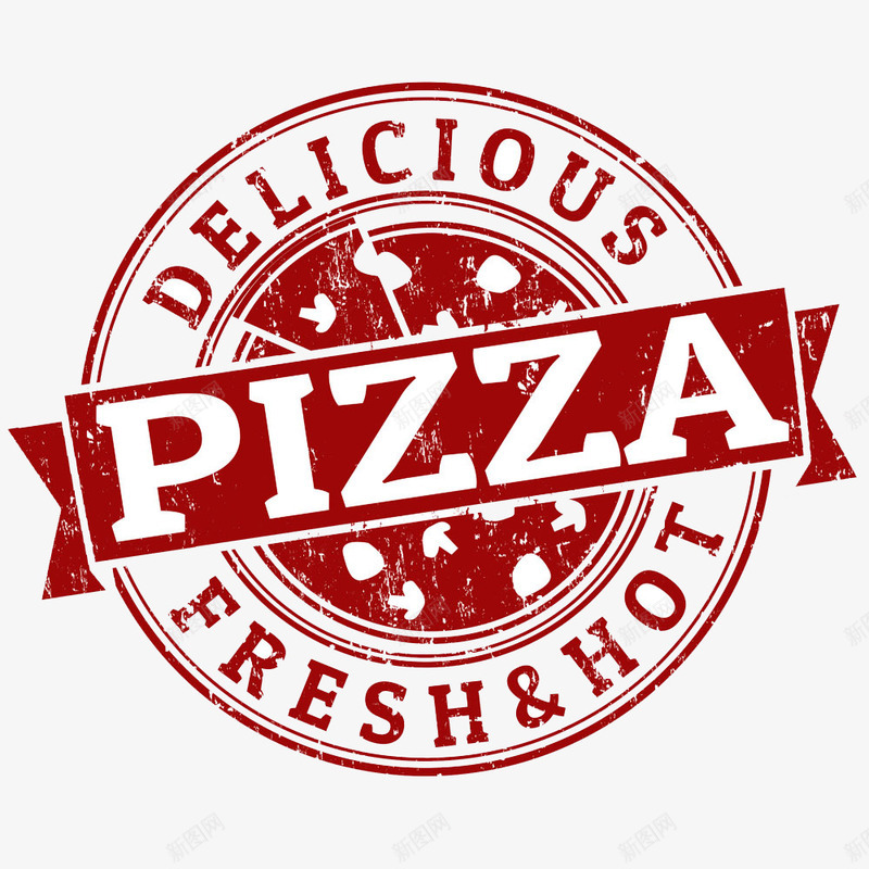 披萨标志印章png免抠素材_新图网 https://ixintu.com 意大利披萨 披萨 披萨印章