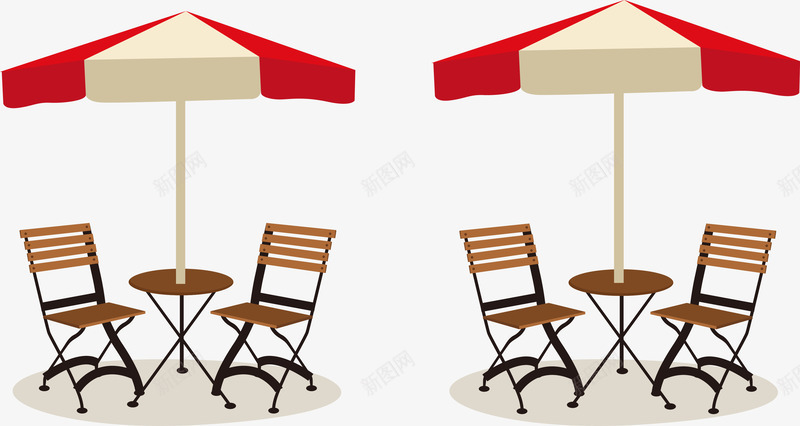 户外餐桌png免抠素材_新图网 https://ixintu.com 伞 桌子 棕色 椅子
