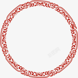 年货节剪纸圆形红色边框高清图片