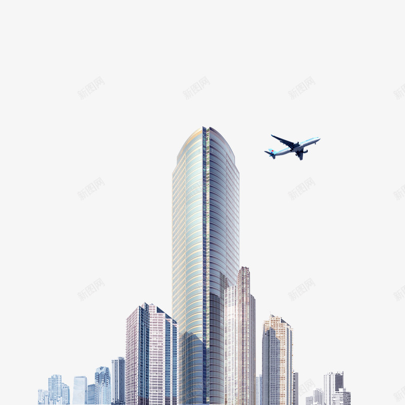 大厦飞机现代化png免抠素材_新图网 https://ixintu.com 大厦城市 现代化 飞机 高楼