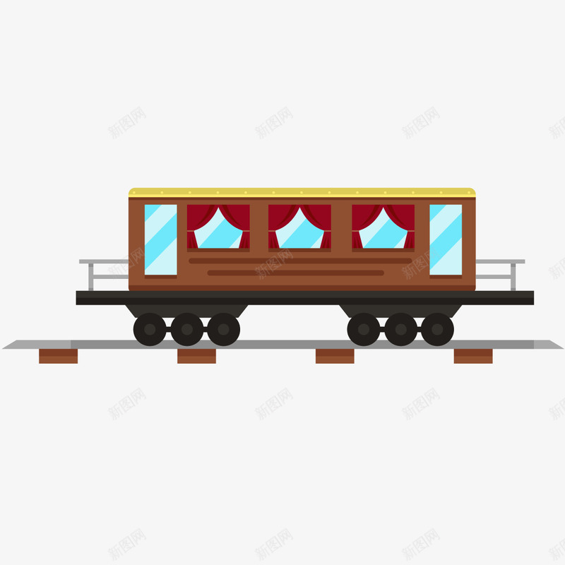火车车厢png免抠素材_新图网 https://ixintu.com 一节 卡通 手绘 棕色 火车 简图 蓝色 车厢