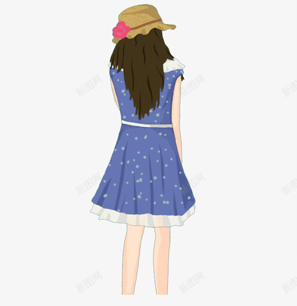 背对着的人卡通女孩png免抠素材_新图网 https://ixintu.com 卡通人物 卡通手绘 女孩 戴帽子 穿裙子 背对着 背对着的人