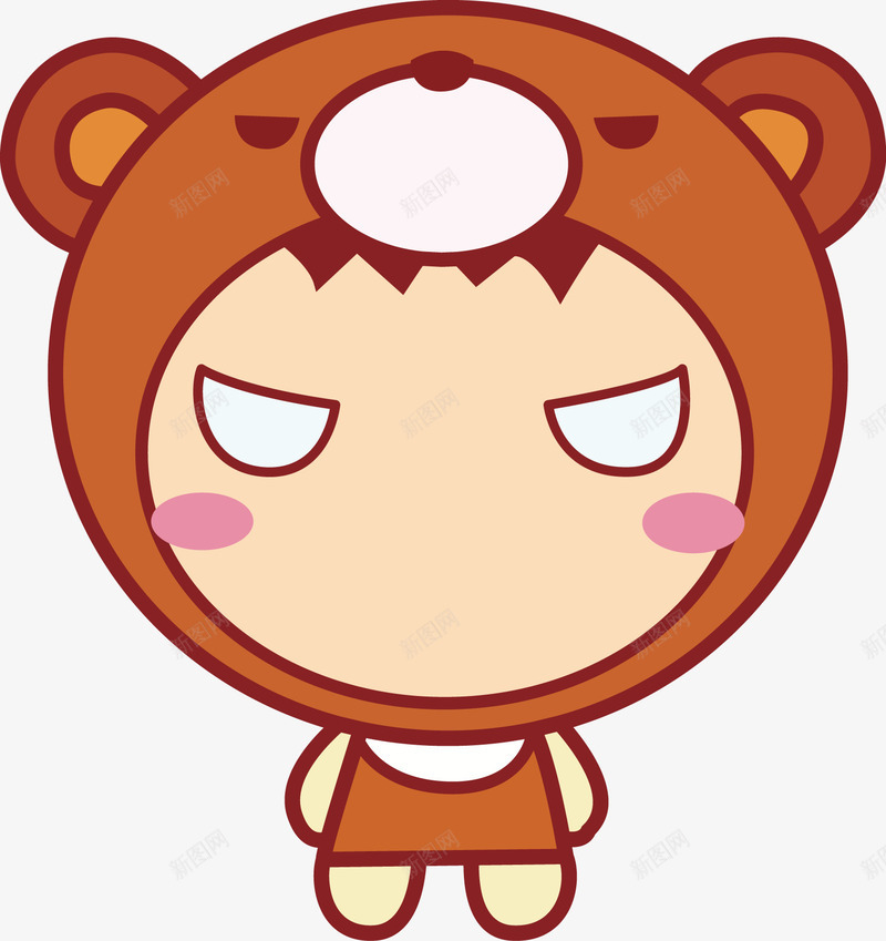 棕色卡通可爱小熊男孩q版png免抠素材_新图网 https://ixintu.com 卡通 可爱 棕色 男孩