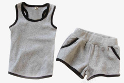 双层薄款设计儿童夏天睡衣纯棉背心短裤高清图片
