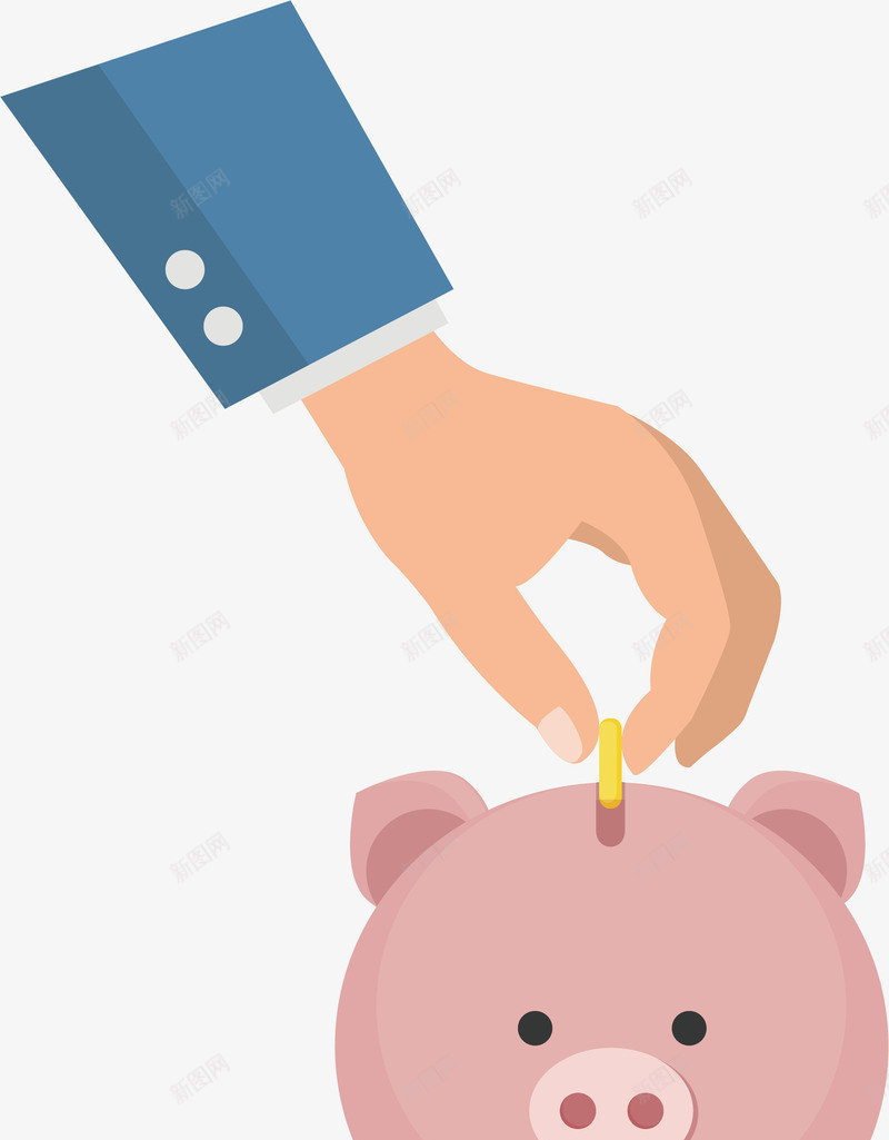 小猪png免抠素材_新图网 https://ixintu.com 卡通 小猪 手指 手绘 投资 粉色 金币