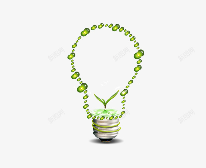 绿色水晶灯泡png免抠素材_新图网 https://ixintu.com 产品广告 商品广告 小草 环保主题 绿色环保灯泡