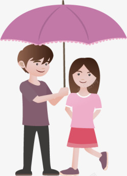 漫步雨中打伞的情侣矢量图高清图片