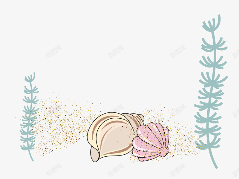 卡通海底海螺贝壳png免抠素材_新图网 https://ixintu.com 卡通植物 卡通贝壳 海螺 背景装饰
