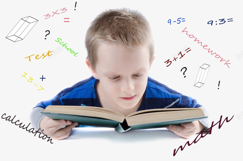 外国小男孩看书学习png免抠素材_新图网 https://ixintu.com 外国小男孩 学习 数学 看书
