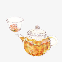 红茶手绘画片素材