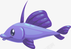 紫色卡通小鱼素材