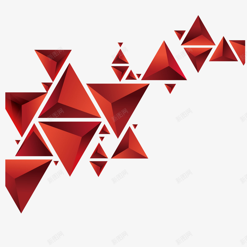 红色立体三角形png免抠素材_新图网 https://ixintu.com 三角形 立体 红色