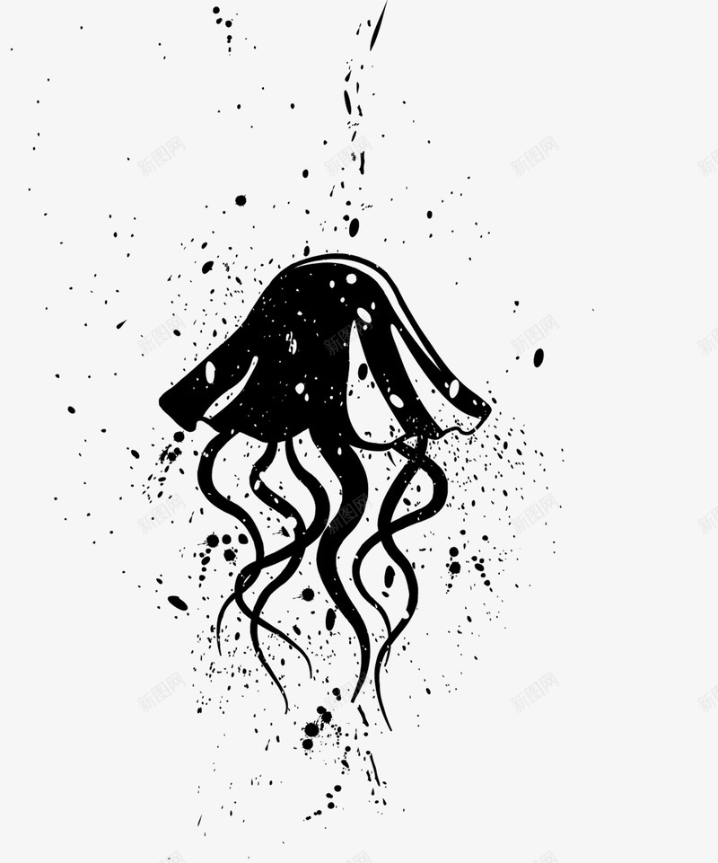 墨迹水母png免抠素材_新图网 https://ixintu.com 动物 墨痕 彩色水母 水产品 水母 海洋生物 黑色 黑色水母
