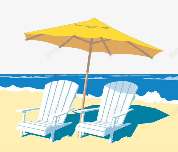 旅行元素png免抠素材_新图网 https://ixintu.com 度假 沙滩椅 海滩 阳光浴 风景