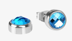 蓝色水晶磁石耳钉素材