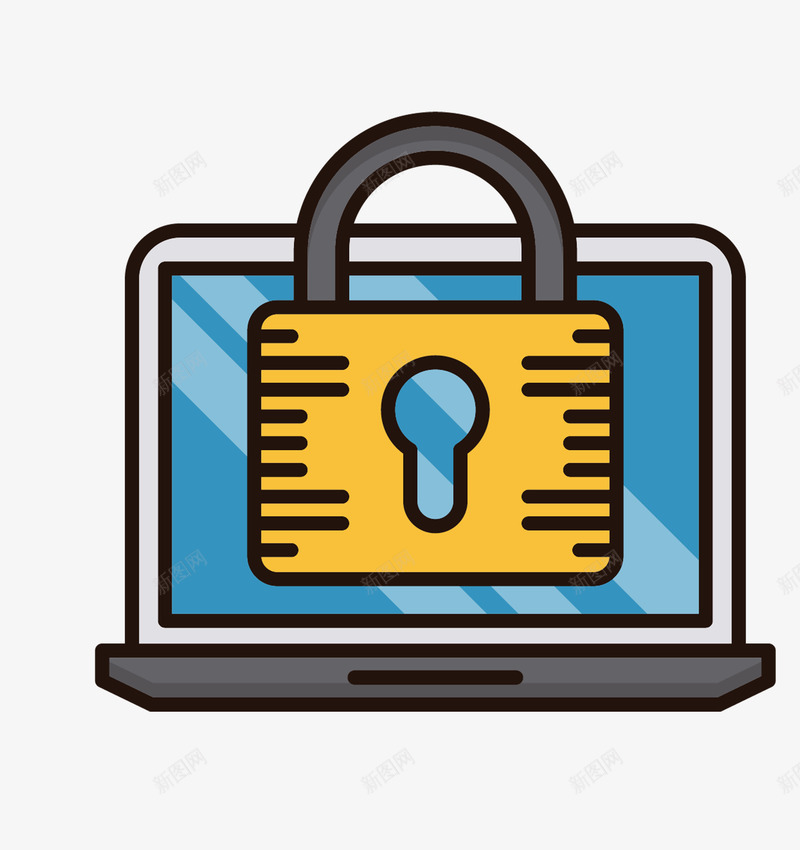 电脑安全安全标图标png_新图网 https://ixintu.com 上锁 保护 安全 安稳 屏幕 性能 电脑 黄色的锁