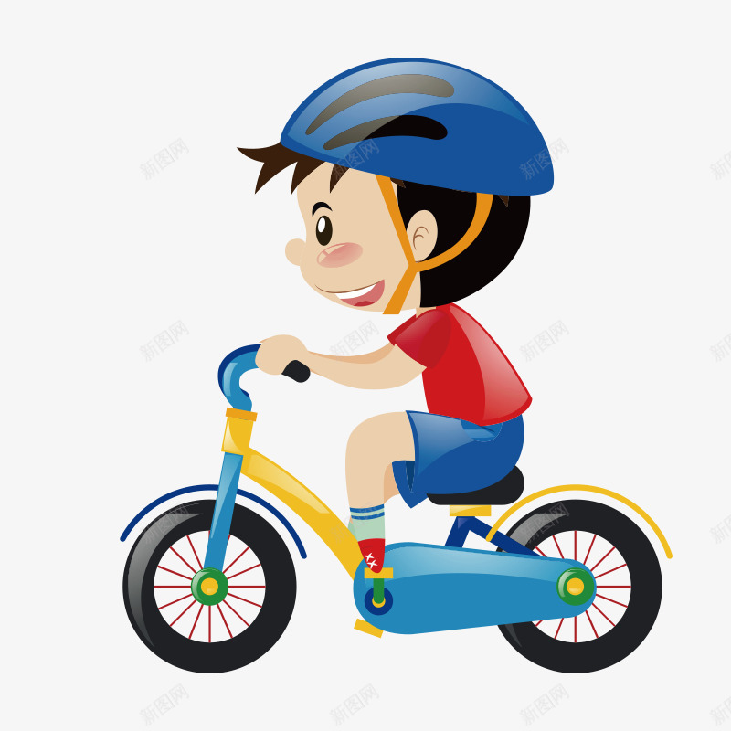 可爱卡通儿童骑自行车png免抠素材_新图网 https://ixintu.com 卡通 可爱 小男孩 运动 骑自行车
