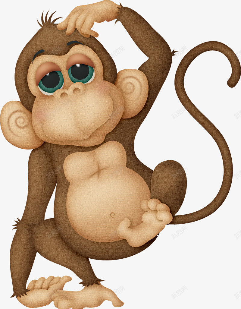 一只猴子png免抠素材_新图网 https://ixintu.com 一只 可爱 尾巴 手绘 棕色 毛发 猴子 简图